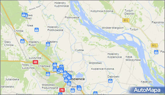 mapa Wymysłów gmina Kozienice, Wymysłów gmina Kozienice na mapie Targeo