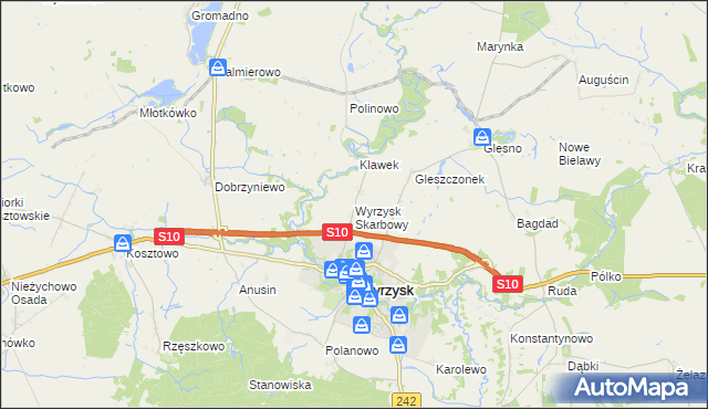 mapa Wyrzysk Skarbowy, Wyrzysk Skarbowy na mapie Targeo