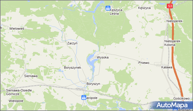 mapa Wysoka gmina Międzyrzecz, Wysoka gmina Międzyrzecz na mapie Targeo