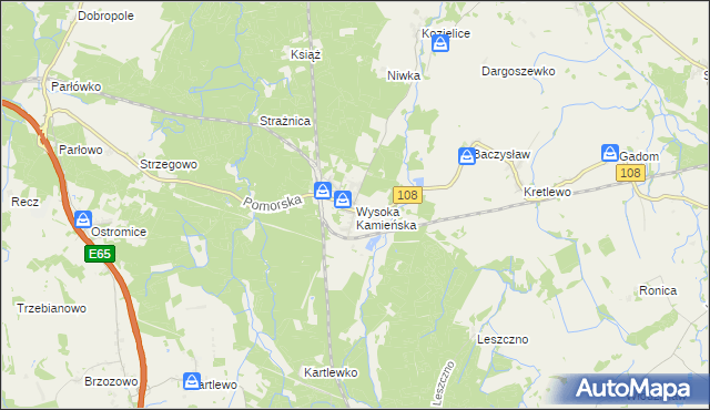 mapa Wysoka Kamieńska, Wysoka Kamieńska na mapie Targeo