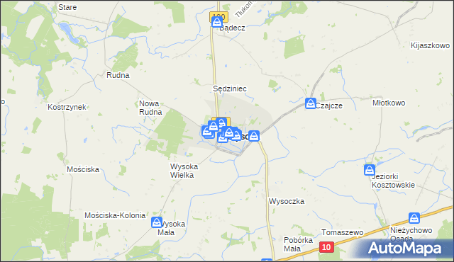 mapa Wysoka powiat pilski, Wysoka powiat pilski na mapie Targeo