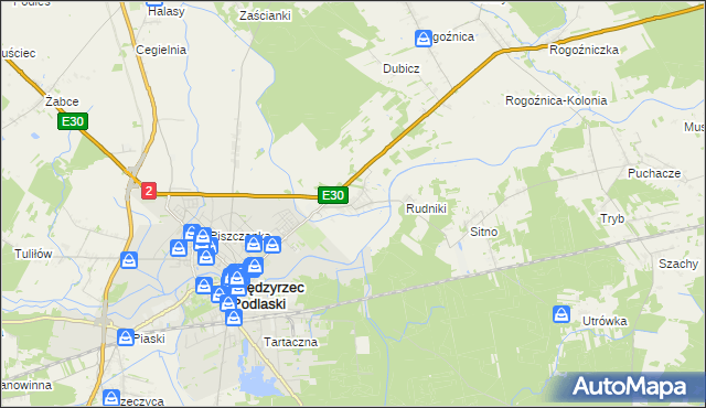 mapa Wysokie gmina Międzyrzec Podlaski, Wysokie gmina Międzyrzec Podlaski na mapie Targeo