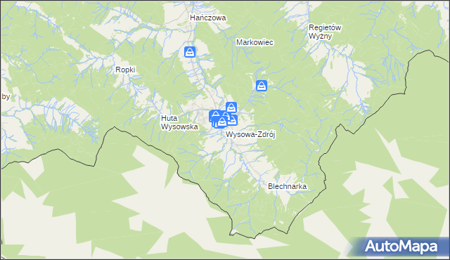 mapa Wysowa-Zdrój, Wysowa-Zdrój na mapie Targeo