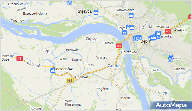 mapa Występ gmina Sieciechów, Występ gmina Sieciechów na mapie Targeo