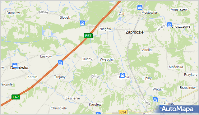 mapa Wysychy, Wysychy na mapie Targeo