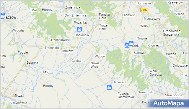 mapa Wzdów, Wzdów na mapie Targeo