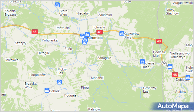 mapa Zabagnie gmina Stromiec, Zabagnie gmina Stromiec na mapie Targeo