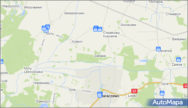 mapa Zabawa gmina Książ Wielkopolski, Zabawa gmina Książ Wielkopolski na mapie Targeo