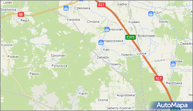 mapa Zabieżki, Zabieżki na mapie Targeo