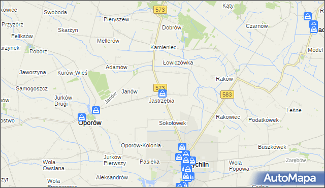 mapa Żabików gmina Żychlin, Żabików gmina Żychlin na mapie Targeo