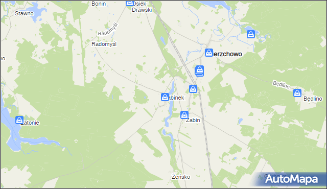 mapa Żabinek gmina Wierzchowo, Żabinek gmina Wierzchowo na mapie Targeo