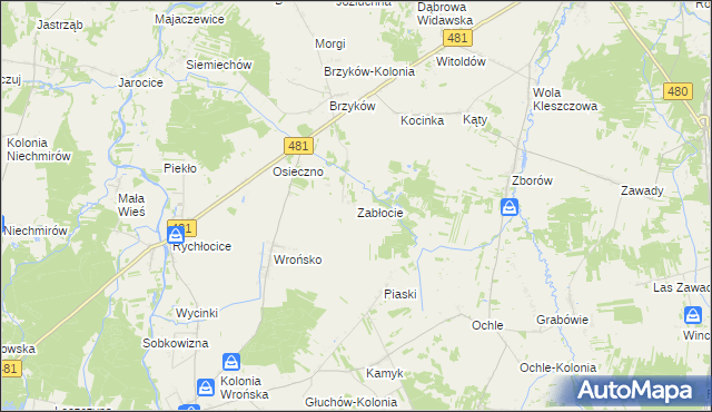 mapa Zabłocie gmina Widawa, Zabłocie gmina Widawa na mapie Targeo