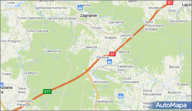 mapa Zabłocie gmina Zagnańsk, Zabłocie gmina Zagnańsk na mapie Targeo