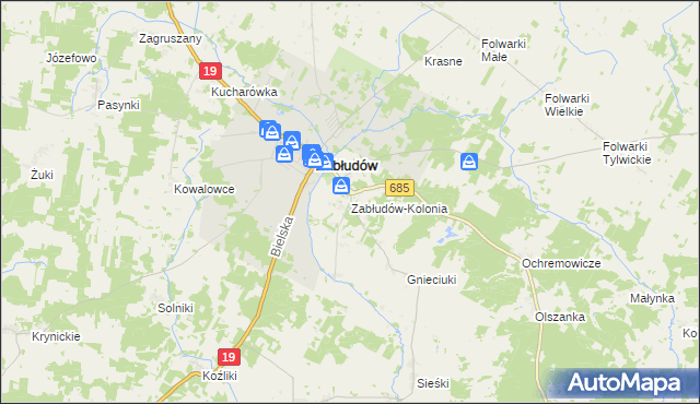 mapa Zabłudów-Kolonia, Zabłudów-Kolonia na mapie Targeo