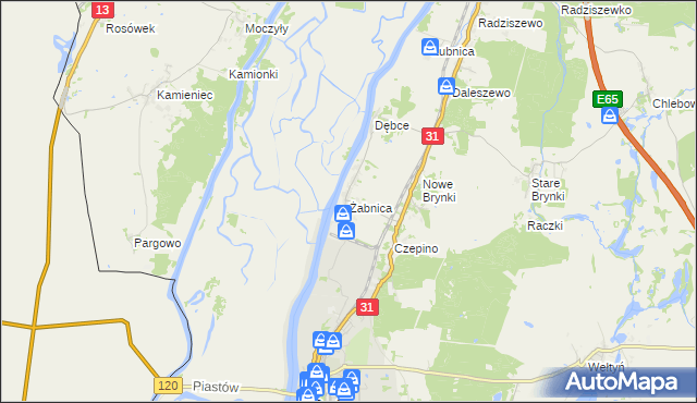 mapa Żabnica gmina Gryfino, Żabnica gmina Gryfino na mapie Targeo