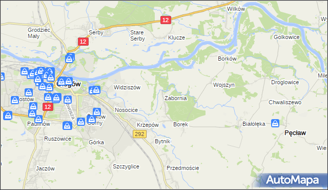 mapa Zabornia gmina Głogów, Zabornia gmina Głogów na mapie Targeo