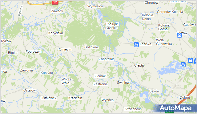 mapa Zaborowie, Zaborowie na mapie Targeo