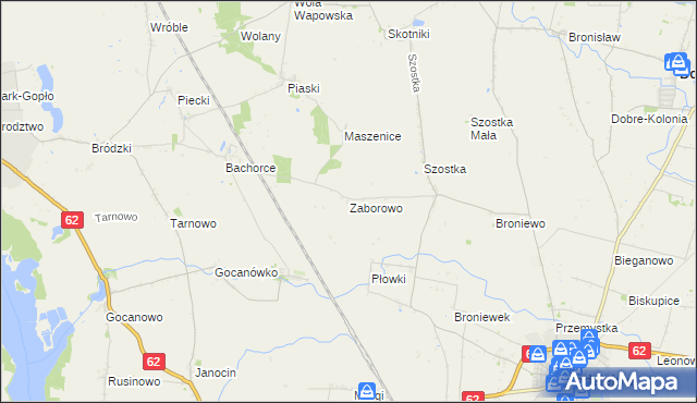 mapa Zaborowo gmina Kruszwica, Zaborowo gmina Kruszwica na mapie Targeo