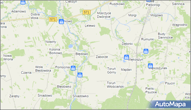 mapa Zaborze gmina Nasielsk, Zaborze gmina Nasielsk na mapie Targeo