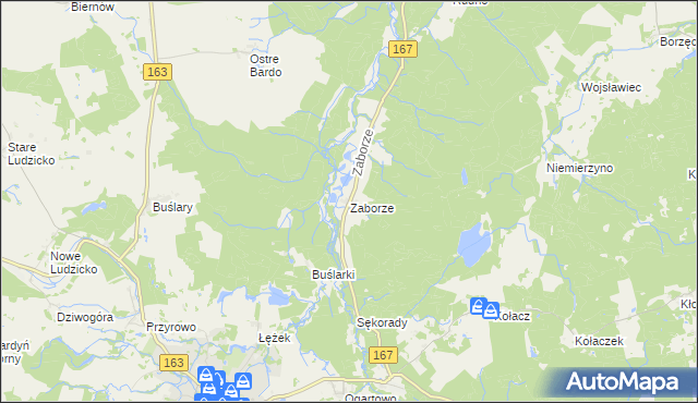 mapa Zaborze gmina Połczyn-Zdrój, Zaborze gmina Połczyn-Zdrój na mapie Targeo