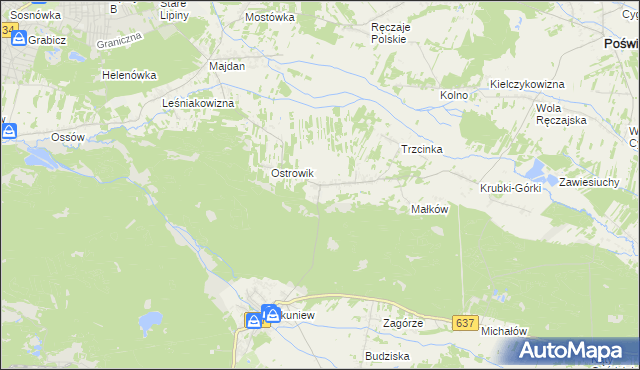 mapa Zabraniec, Zabraniec na mapie Targeo