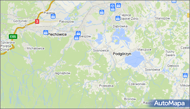 mapa Zachełmie gmina Podgórzyn, Zachełmie gmina Podgórzyn na mapie Targeo