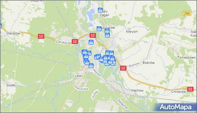 mapa Żagań, Żagań na mapie Targeo