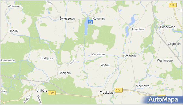 mapa Zagórcze gmina Gryfice, Zagórcze gmina Gryfice na mapie Targeo