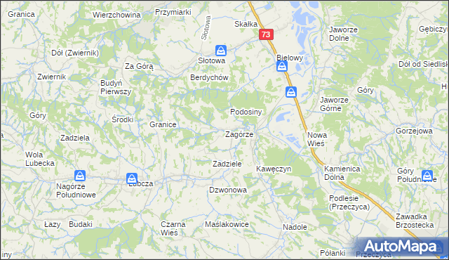 mapa Zagórze gmina Jodłowa, Zagórze gmina Jodłowa na mapie Targeo