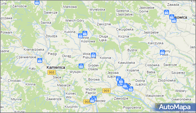 mapa Zagorzyn gmina Łącko, Zagorzyn gmina Łącko na mapie Targeo