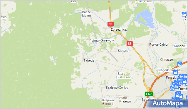 mapa Zagroby-Zakrzewo, Zagroby-Zakrzewo na mapie Targeo