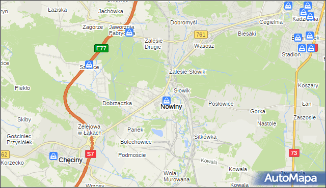 mapa Zagrody gmina Sitkówka-Nowiny, Zagrody gmina Sitkówka-Nowiny na mapie Targeo