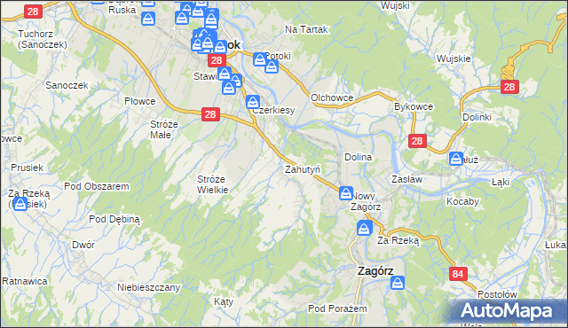 mapa Zahutyń, Zahutyń na mapie Targeo