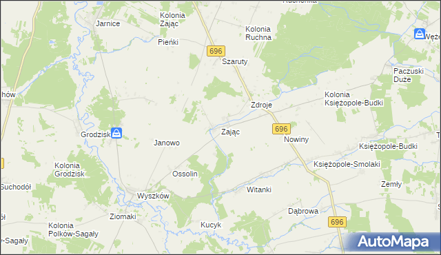 mapa Zając gmina Liw, Zając gmina Liw na mapie Targeo