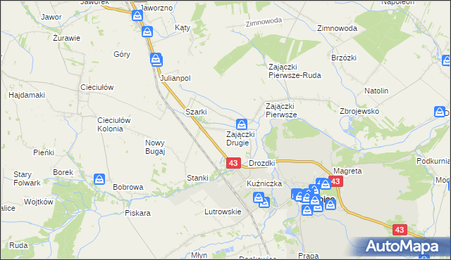 mapa Zajączki Drugie, Zajączki Drugie na mapie Targeo