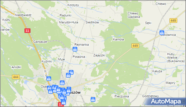 mapa Zajączki gmina Ostrzeszów, Zajączki gmina Ostrzeszów na mapie Targeo