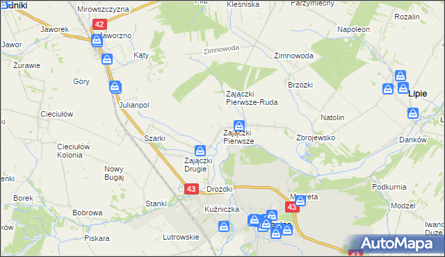 mapa Zajączki Pierwsze, Zajączki Pierwsze na mapie Targeo