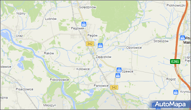 mapa Zajączków gmina Oborniki Śląskie, Zajączków gmina Oborniki Śląskie na mapie Targeo