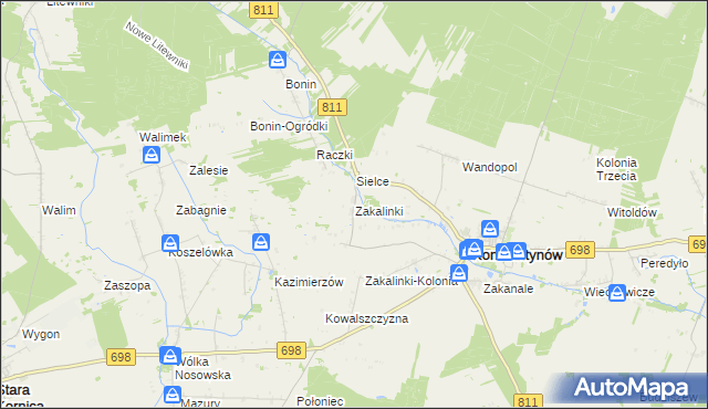 mapa Zakalinki, Zakalinki na mapie Targeo