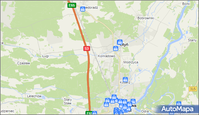 mapa Zakęcie, Zakęcie na mapie Targeo