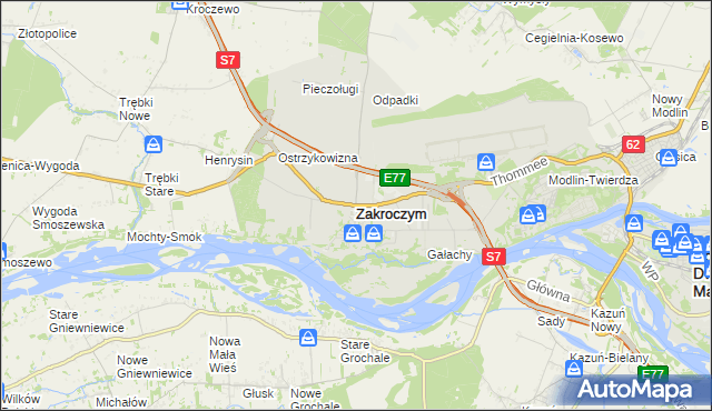 mapa Zakroczym, Zakroczym na mapie Targeo