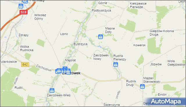 mapa Zakrzówek Nowy, Zakrzówek Nowy na mapie Targeo