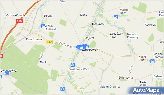 mapa Zakrzówek powiat kraśnicki, Zakrzówek powiat kraśnicki na mapie Targeo