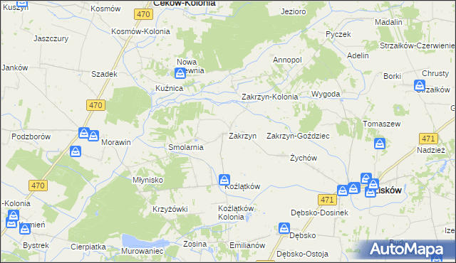 mapa Zakrzyn, Zakrzyn na mapie Targeo