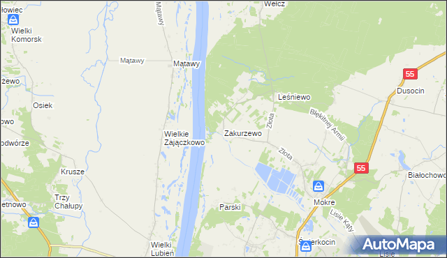 mapa Zakurzewo gmina Grudziądz, Zakurzewo gmina Grudziądz na mapie Targeo