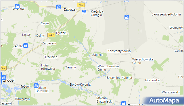mapa Zalesie gmina Bełżyce, Zalesie gmina Bełżyce na mapie Targeo