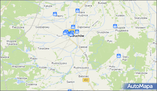 mapa Zalesie gmina Doruchów, Zalesie gmina Doruchów na mapie Targeo