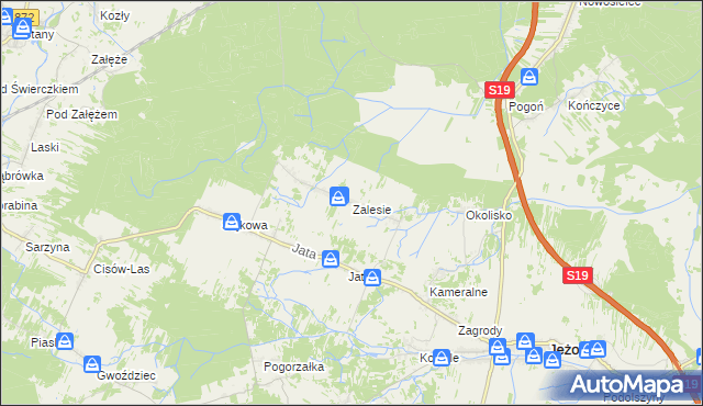 mapa Zalesie gmina Jeżowe, Zalesie gmina Jeżowe na mapie Targeo