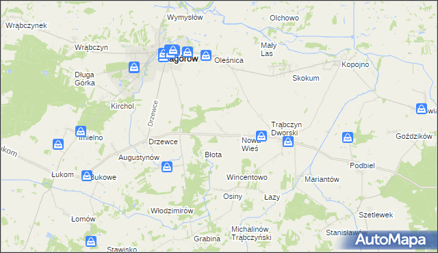 mapa Zalesie gmina Zagórów, Zalesie gmina Zagórów na mapie Targeo