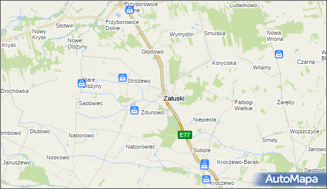 mapa Załuski powiat płoński, Załuski powiat płoński na mapie Targeo